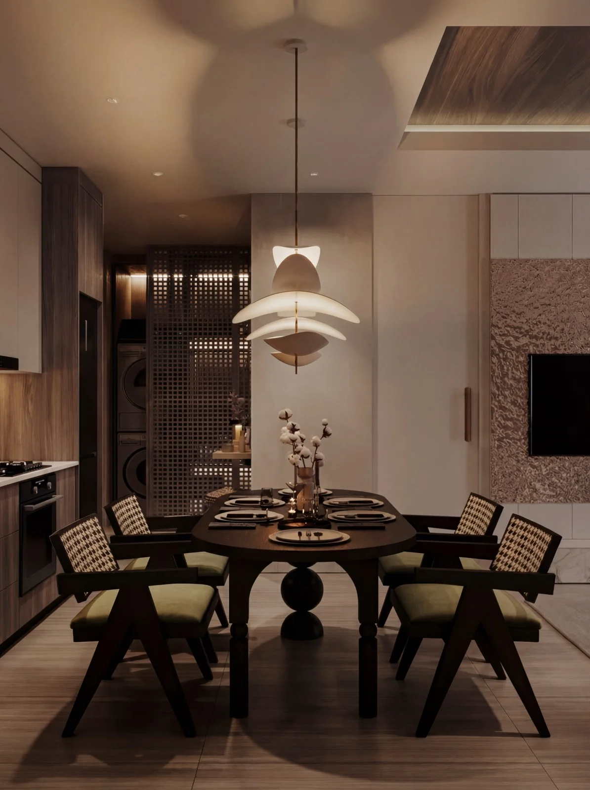 A-One Acacia Serviced Apartments dining area with open kitchen