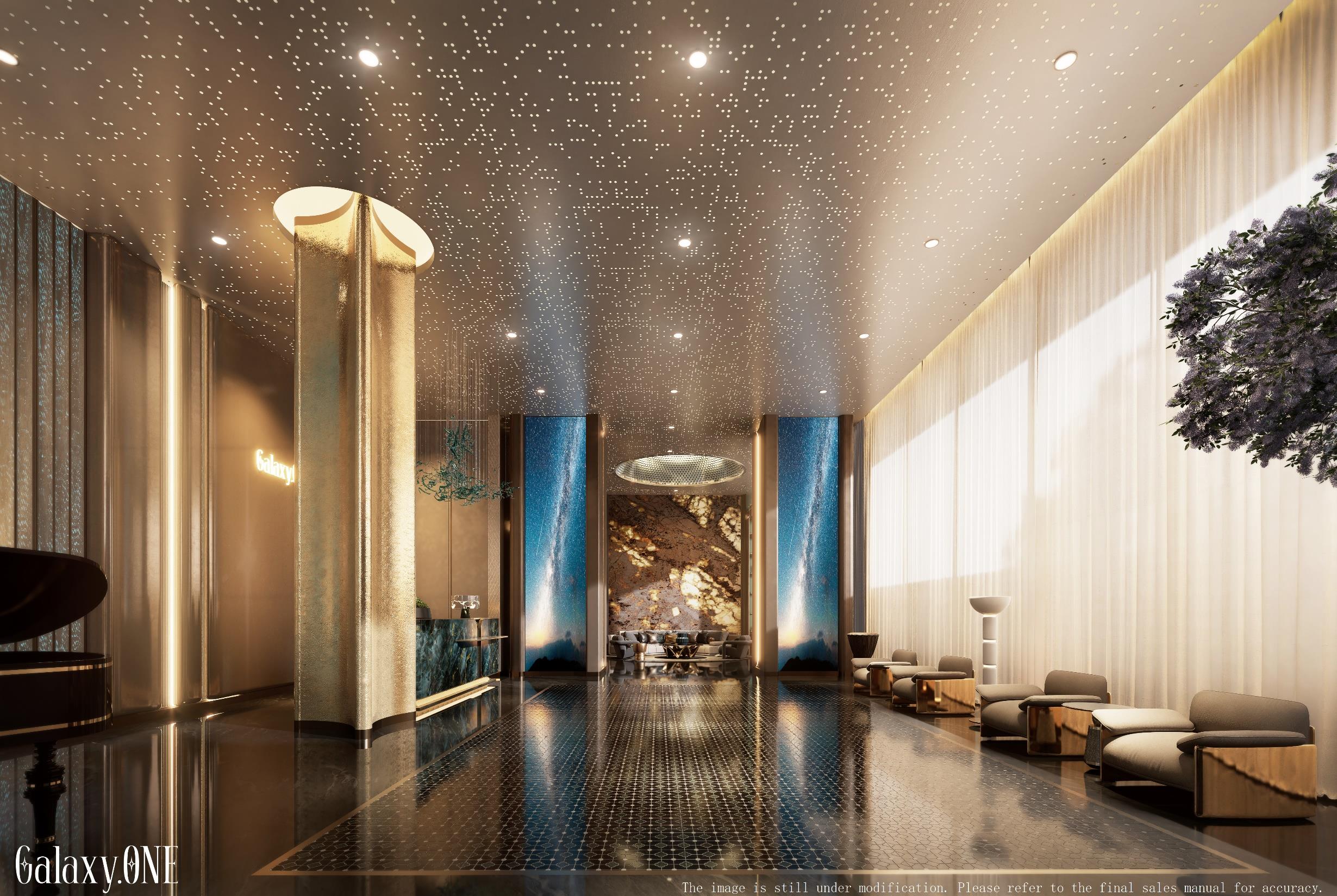 Luxury lobby at Galaxy ONE Apartments for sale in Westlands