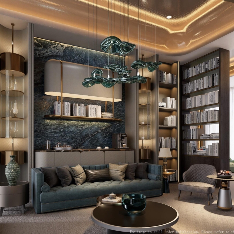 Reading lounge and indoor golf area at Galaxy ONE Apartments Westlands