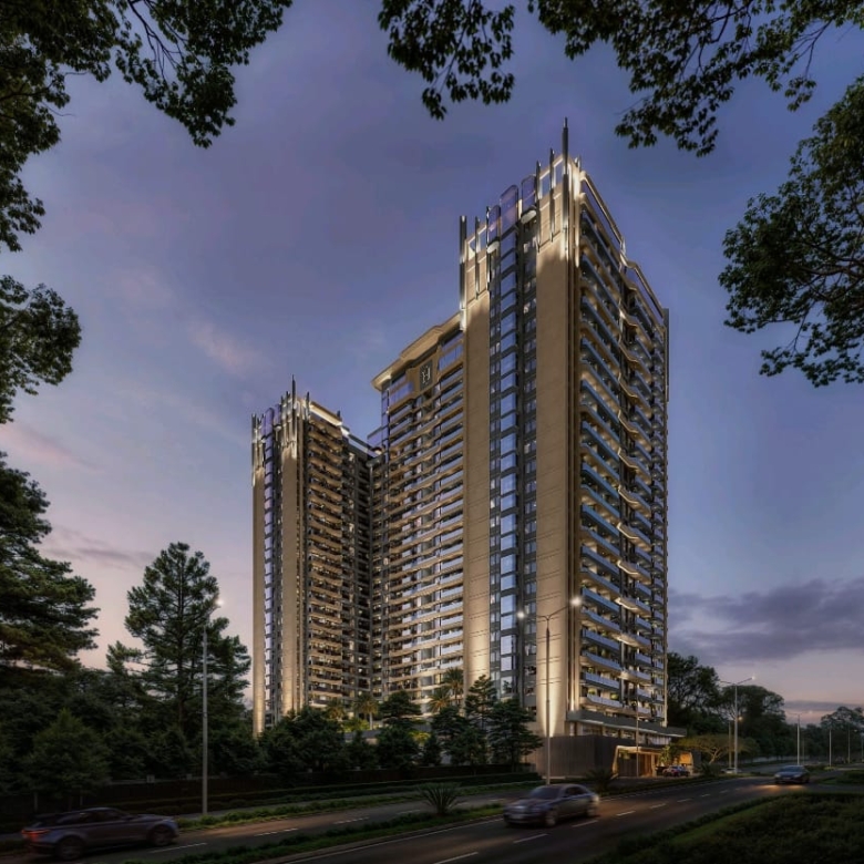 Hephé Palace apartments for sale in Westlands exterior night view