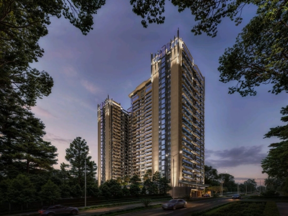 Hephé Palace luxury apartments in Westlands exterior evening view