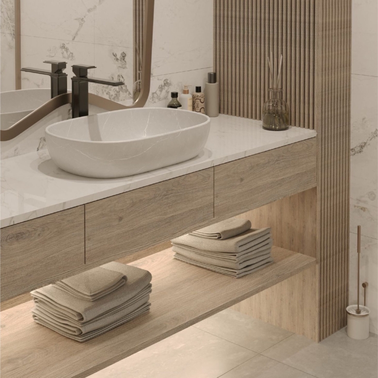 Bathroom vanity at Hephé Palace apartments in Westlands Nairobi