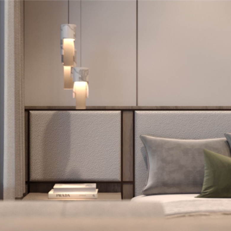 Bedroom detail at Hephé Palace apartments in Westlands Nairobi