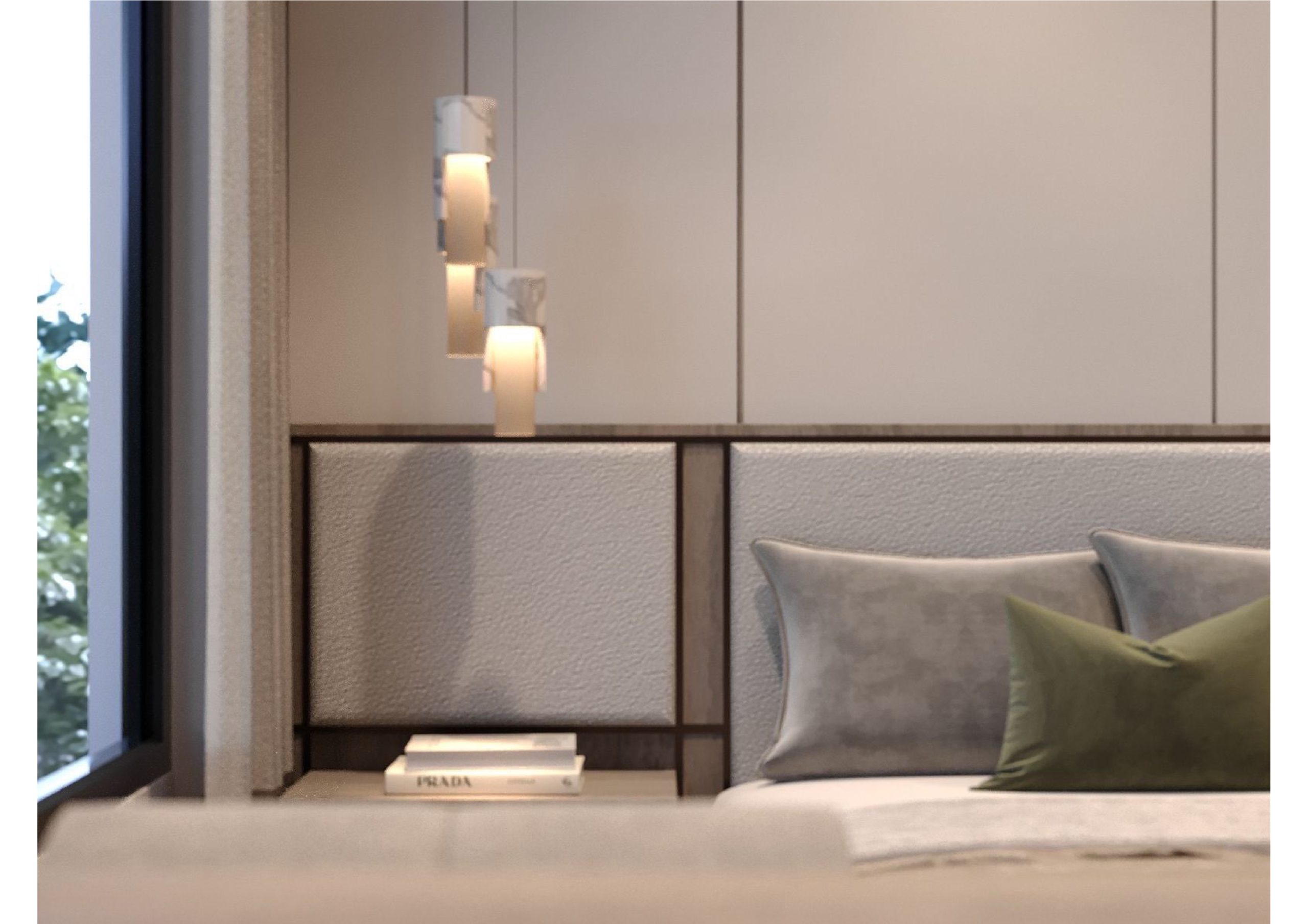 Bedroom detail at Hephé Palace apartments in Westlands Nairobi