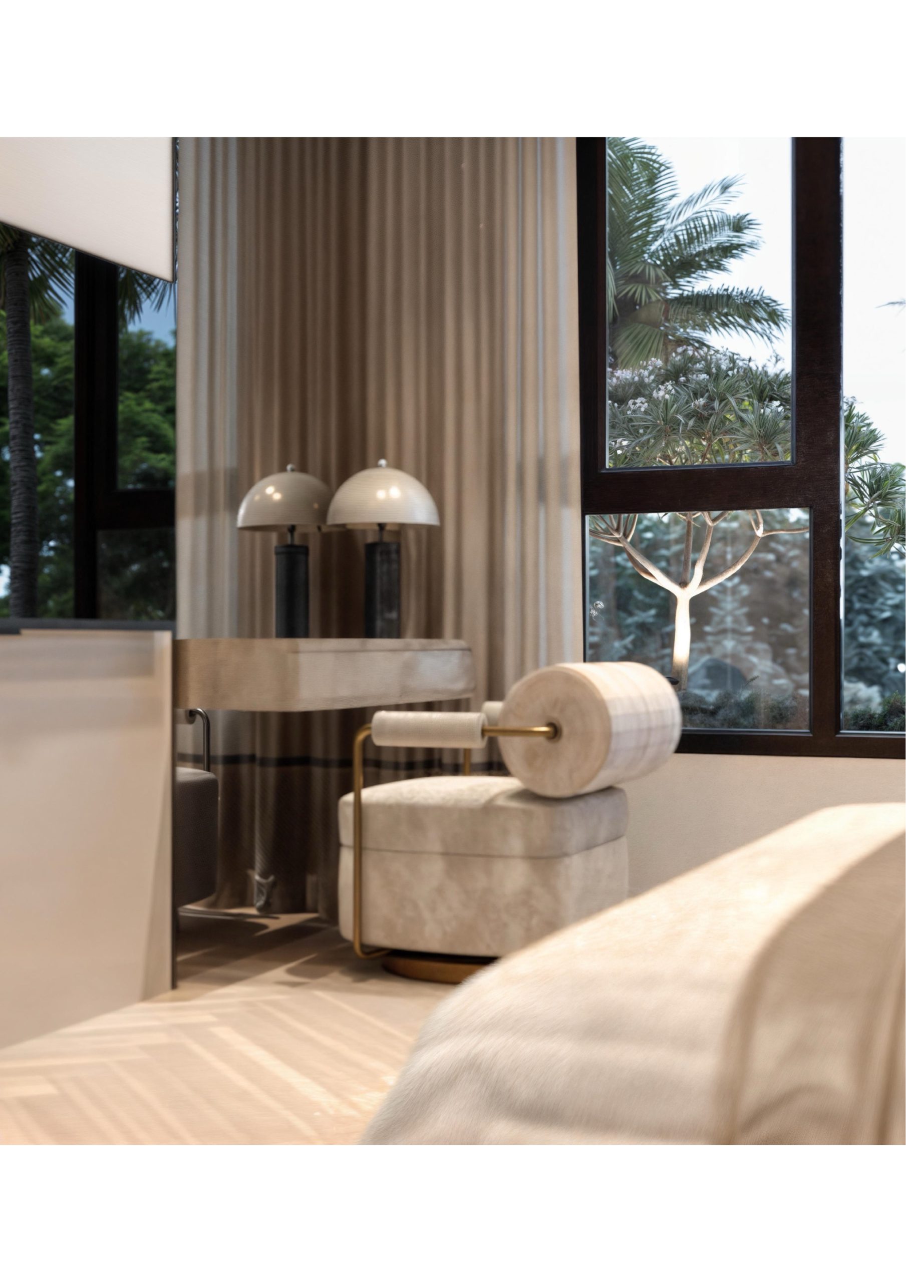Bedroom sitting area at Hephé Palace apartments in Westlands