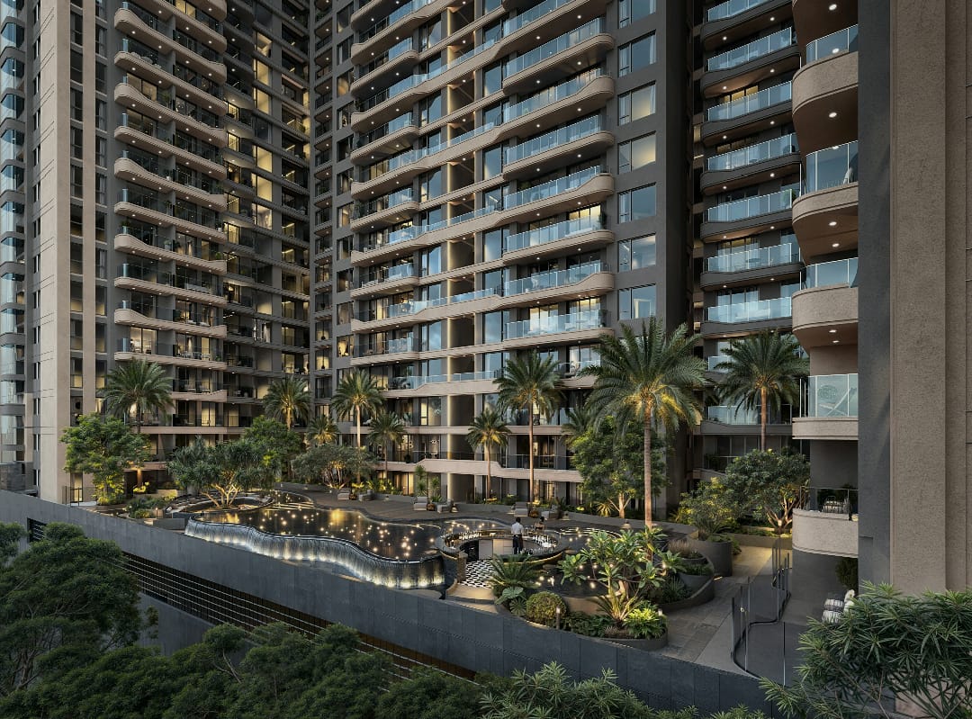 Landscaped courtyard at Hephé Palace apartments in Westlands Nairobi