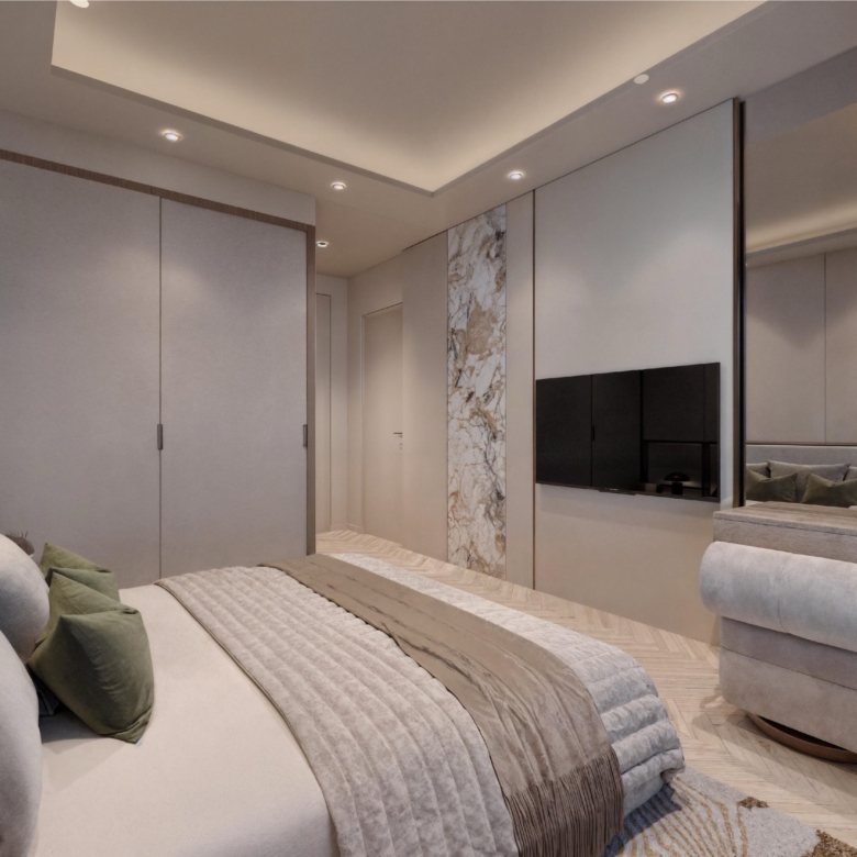 Master bedroom at Hephé Palace apartments for sale in Westlands