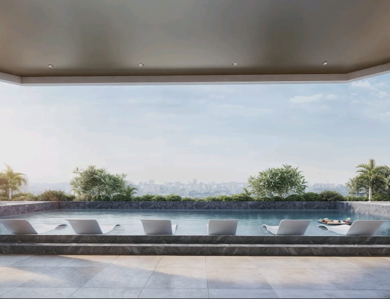 Rooftop pool view at Hephé Palace apartments for sale in Westlands