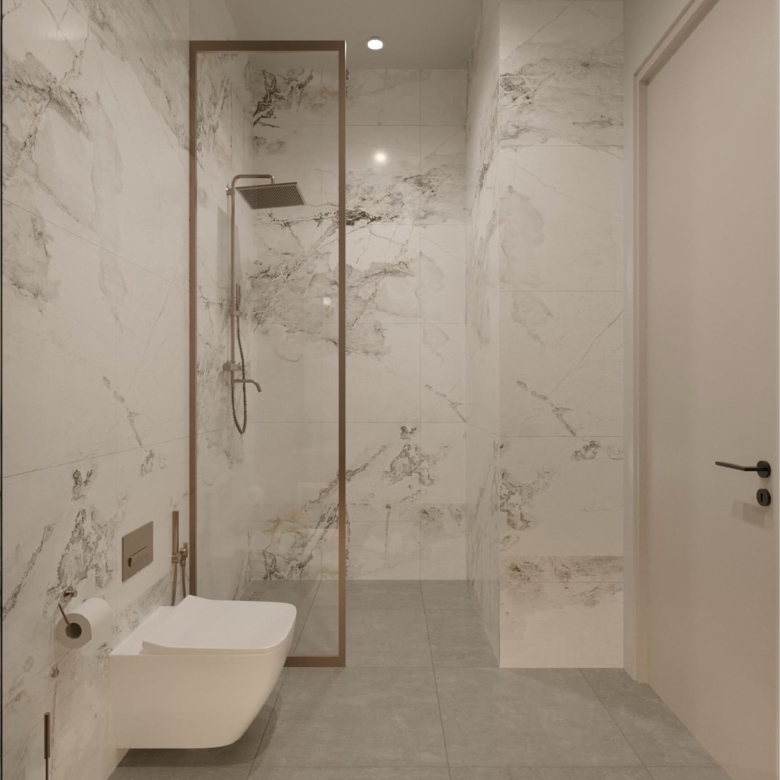 Shower bathroom at Hephé Palace apartments in Westlands Nairobi