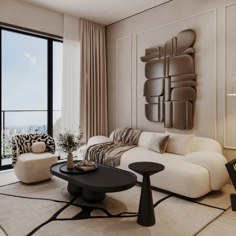 A-One Acacia Serviced Apartments furnished living area with city views