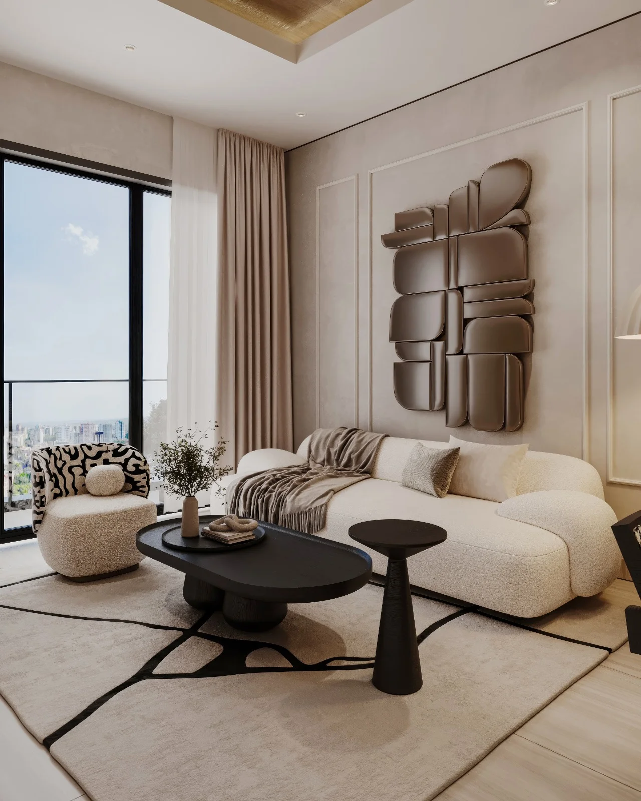 A-One Acacia Serviced Apartments furnished living area with city views