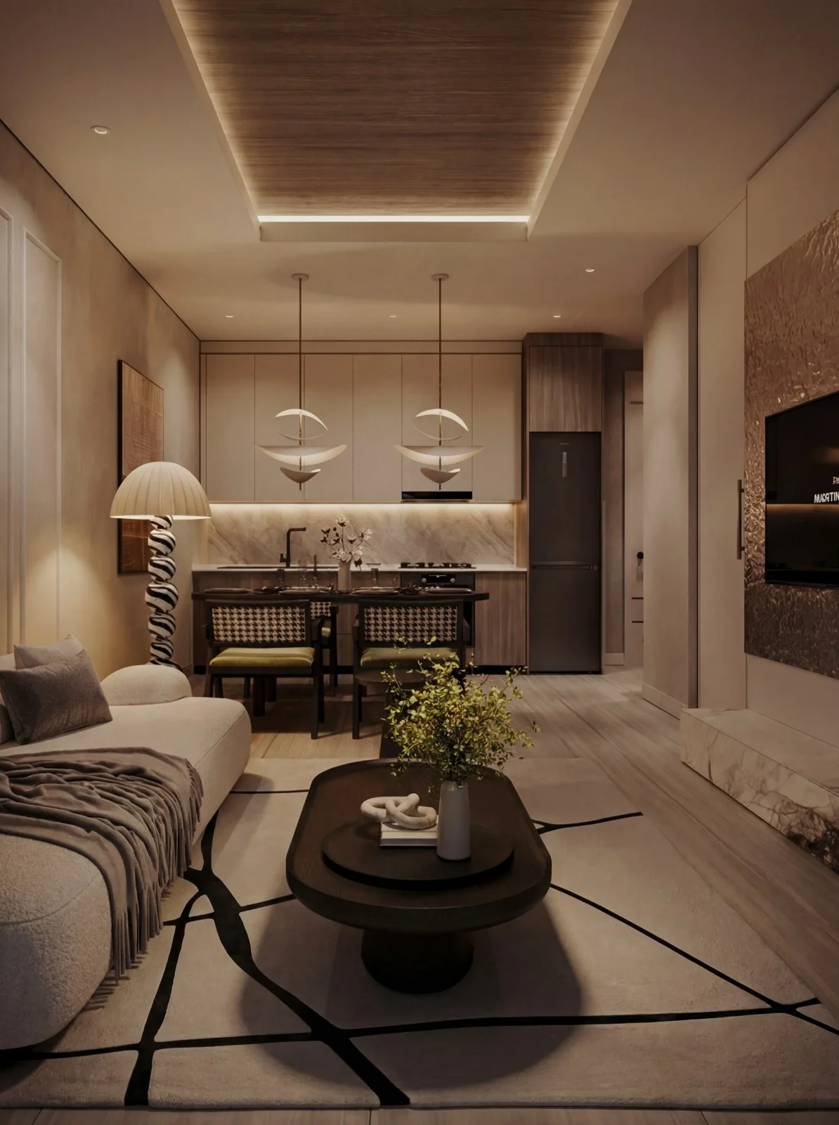 A-One Acacia Serviced Apartments living and dining area with fitted kitchen