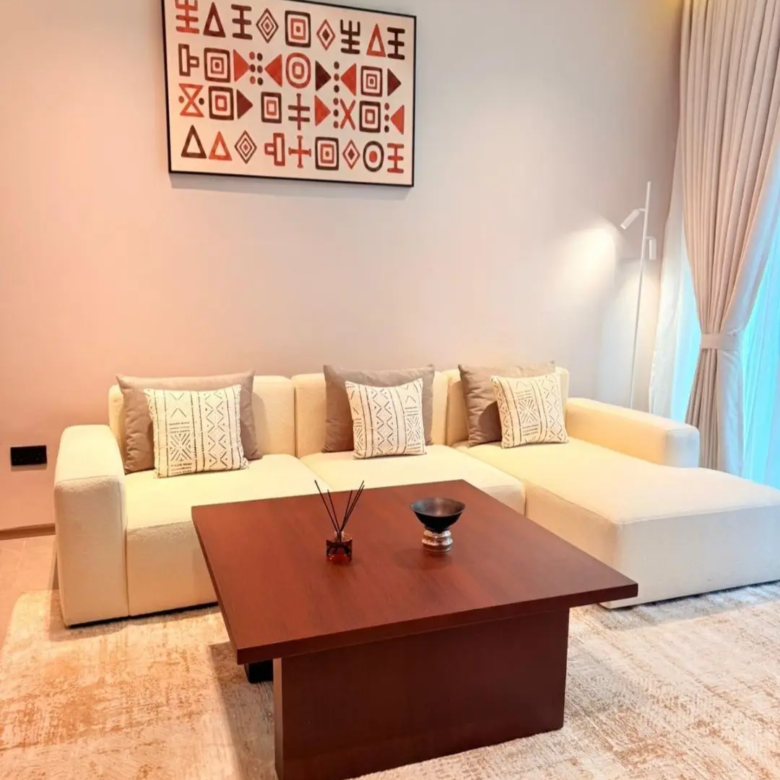 Fully furnished living room with coffee table at Silva Gigiri