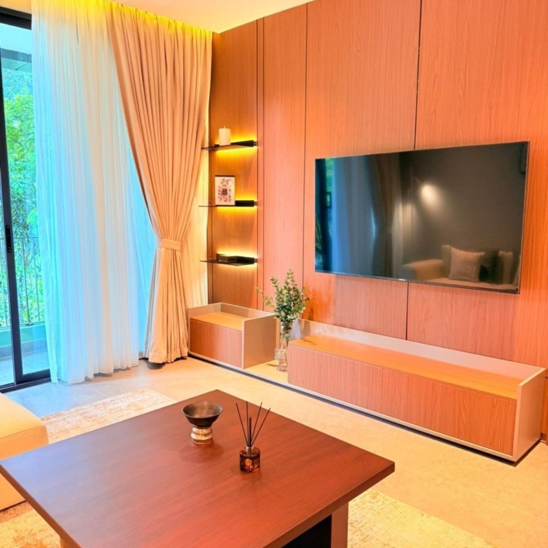 Furnished Silva Gigiri living room opening onto a private balcony