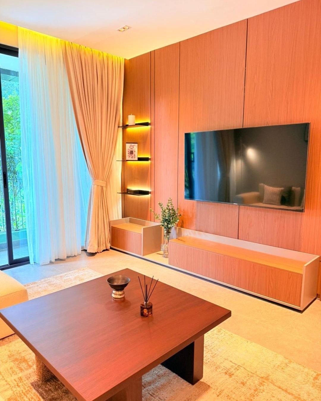Furnished Silva Gigiri living room opening onto a private balcony