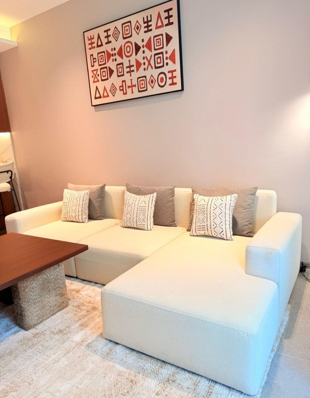 Modern furnished lounge with sectional sofa at Silva Gigiri
