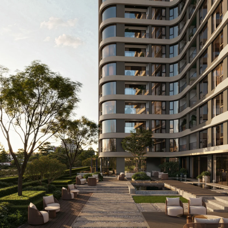 A-One Acacia Serviced Apartments landscaped courtyard in Kilimani