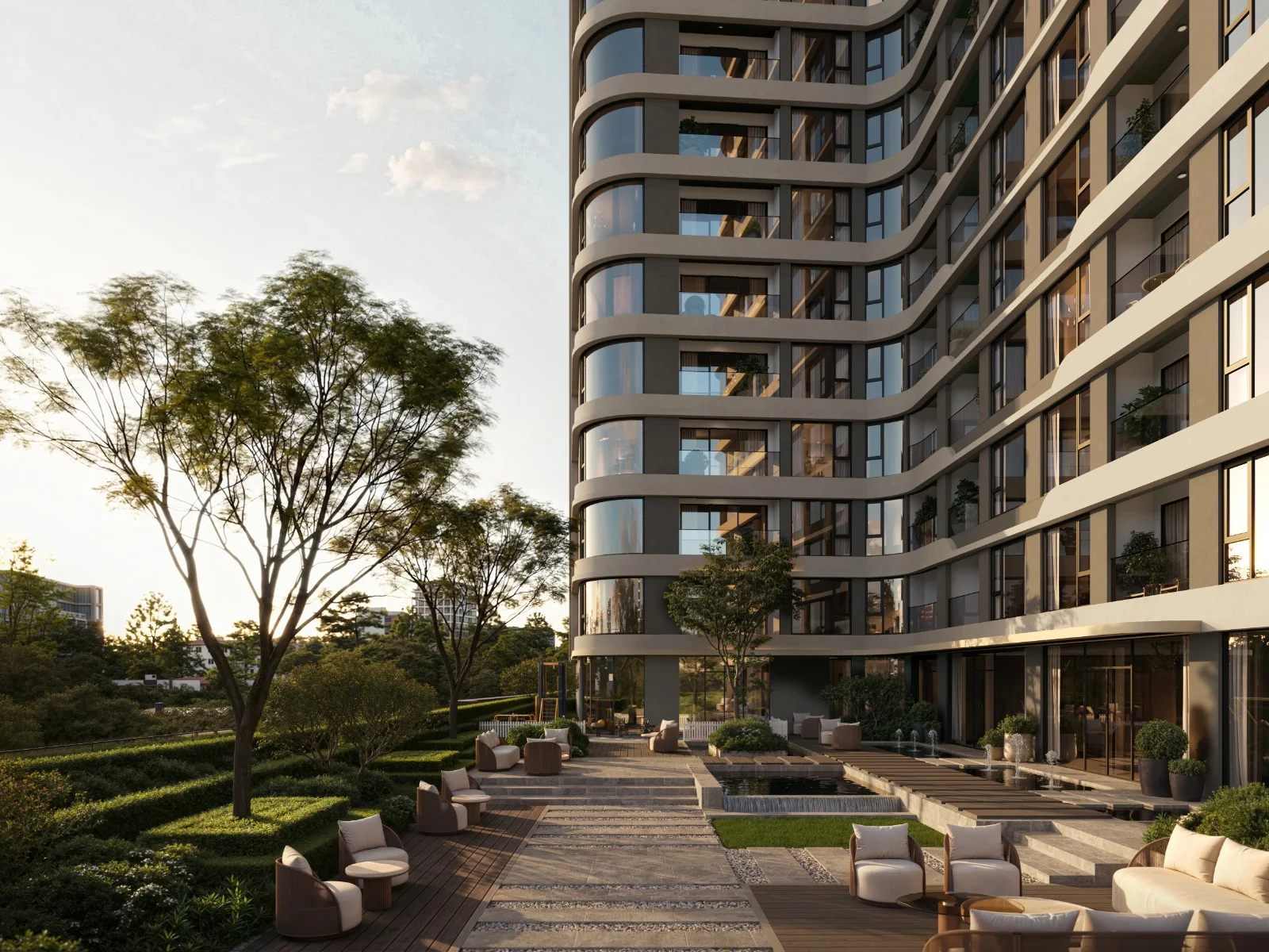 A-One Acacia Serviced Apartments landscaped courtyard in Kilimani