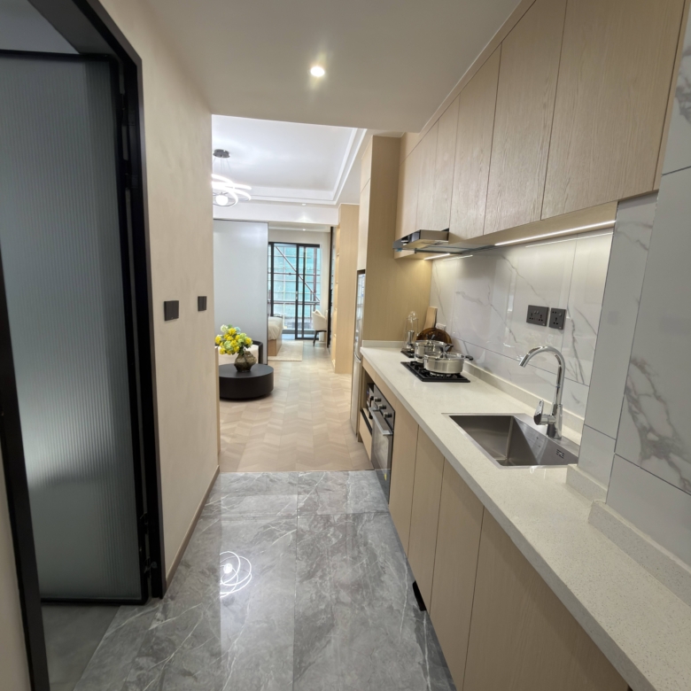 Fitted galley kitchen in a 1 bedroom apartment for sale in Westlands