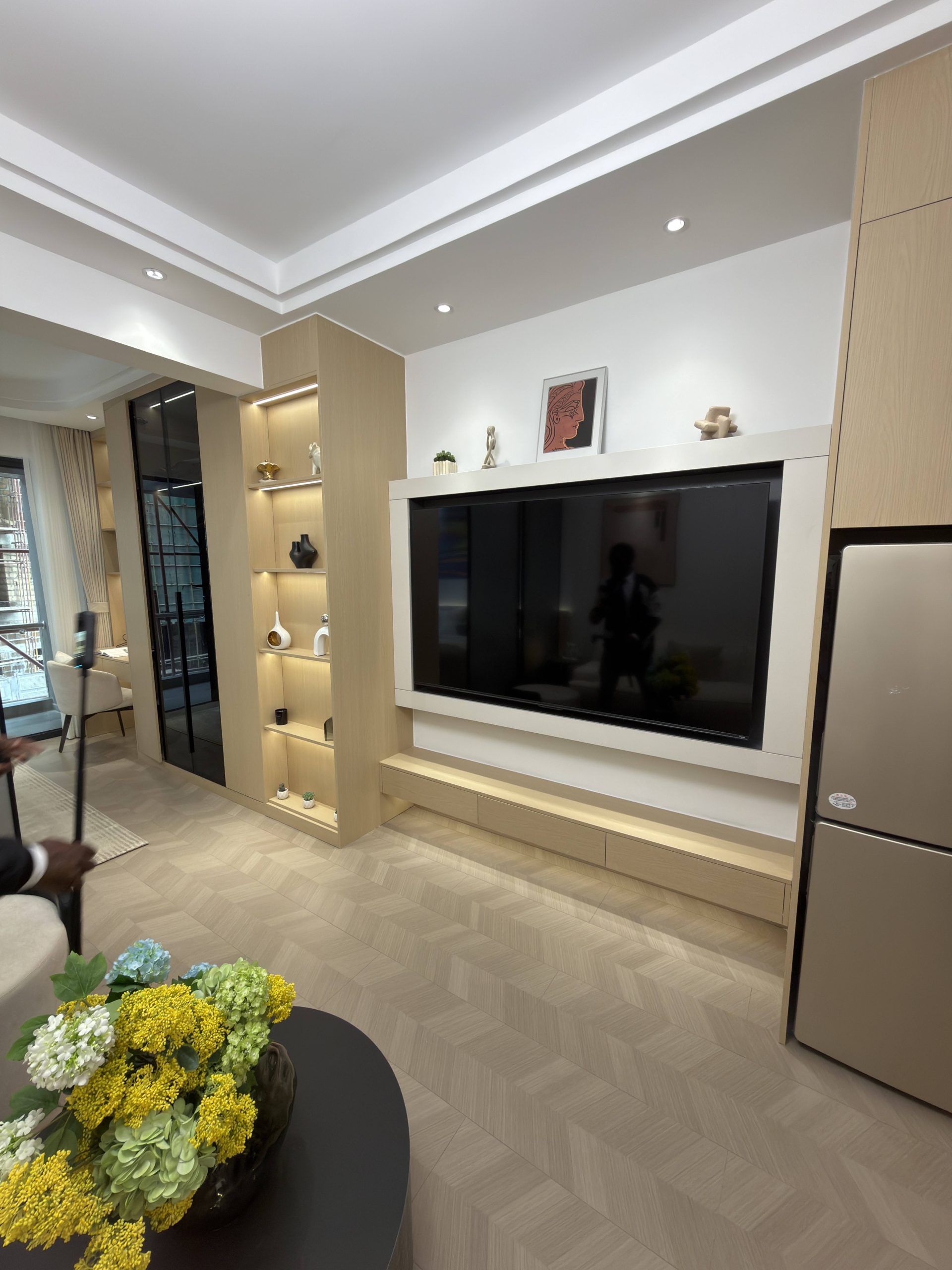 Modern TV wall in a 1 bedroom apartment for sale in Westlands Nairobi