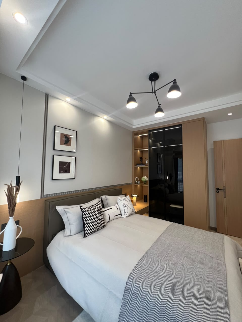 Furnished bedroom with large windows in a 2 bedroom apartment for sale in Westlands
