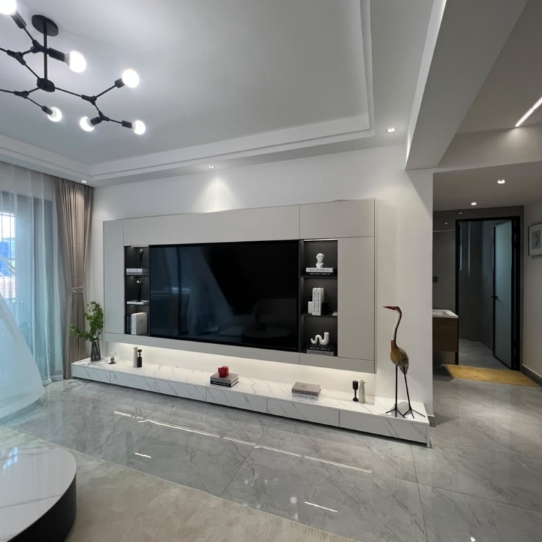 Modern TV wall in a furnished 2 bedroom apartment in Westlands, Nairobi