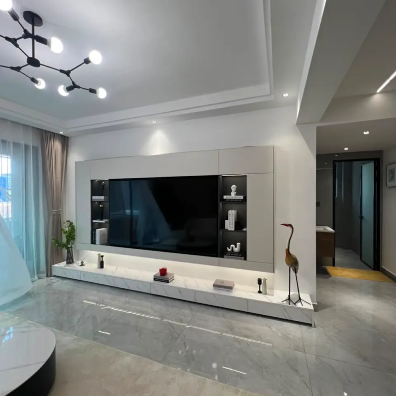 Built-in entertainment wall in a modern Westlands apartment living room