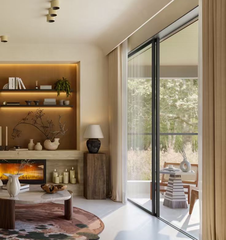 Belgravia Place living room with balcony access