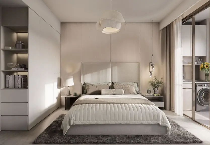 Bright and modern bedroom at Golden Apple Residence