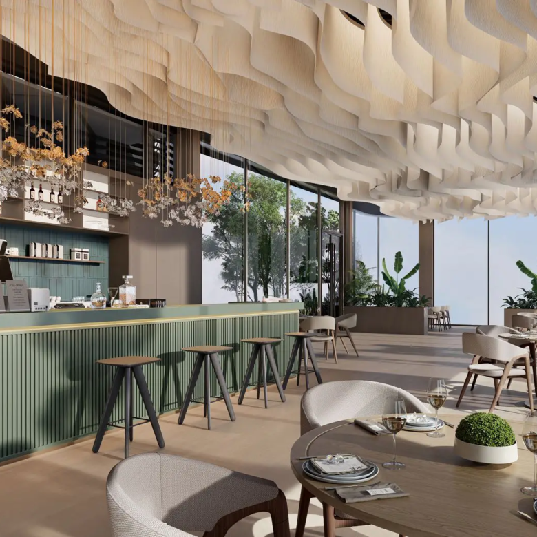 Clubhouse and restaurant lounge at Golden Apple Residence