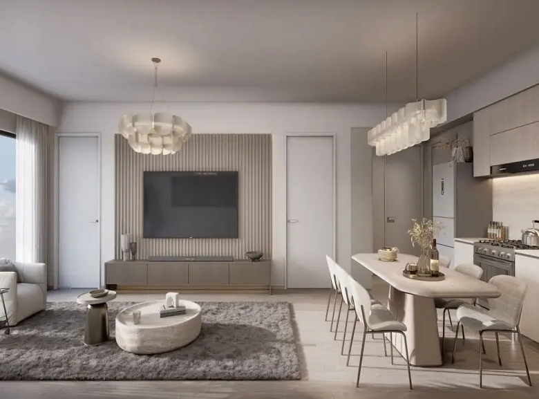 Open-plan living and dining area in Golden Apple Residence