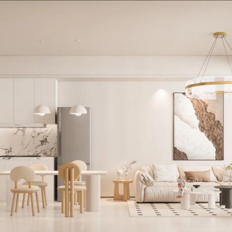 Open-plan kitchen and lounge at Limerence Arbor Residency Kilimani