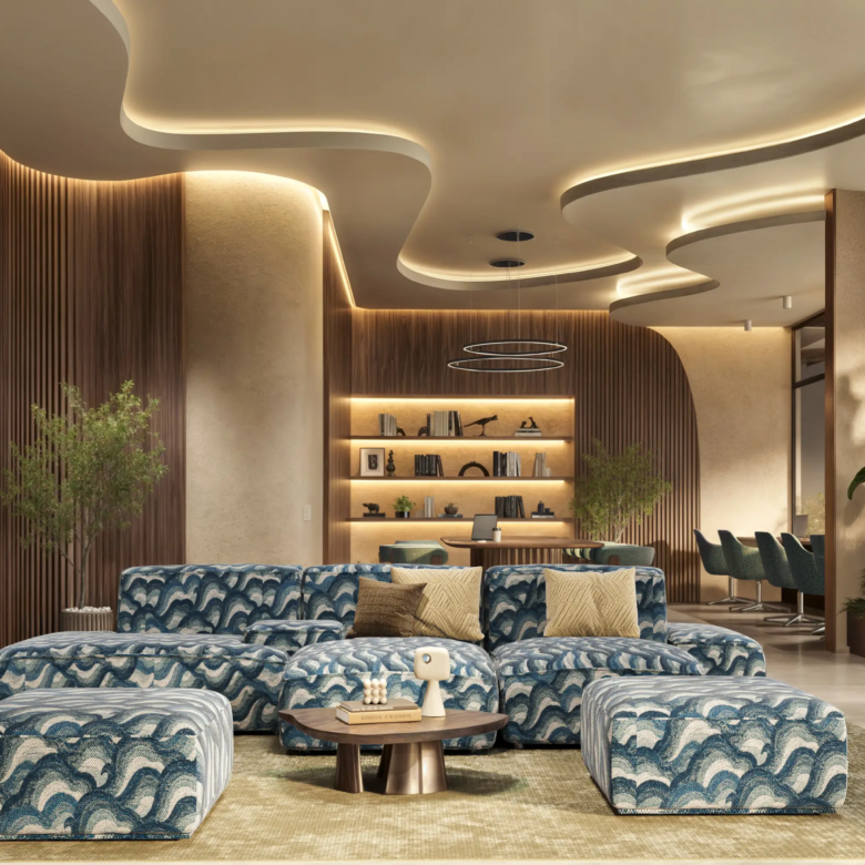 Stylish co-working lounge at Ivy Myst wellness residence Kileleshwa