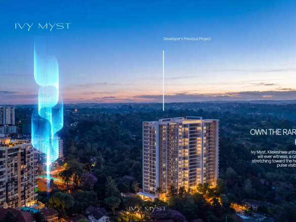 Ivy Myst luxury high-rise apartments in Kileleshwa Nairobi at dusk
