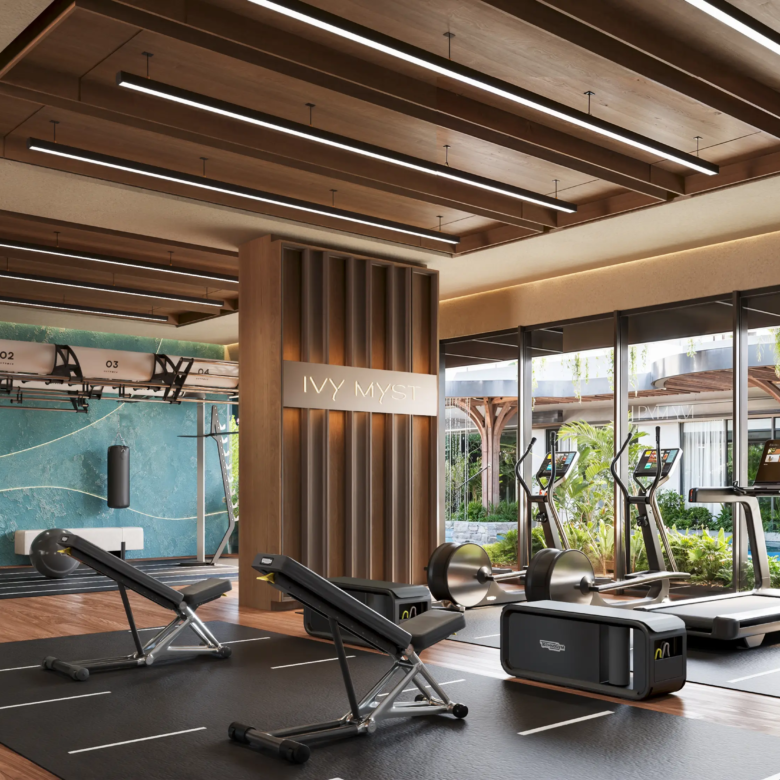 Modern luxury fitness center with city views at Ivy Myst Kileleshwa