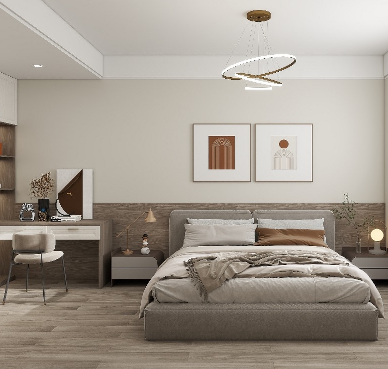 Lenana Springs Garden Kilimani bedroom with study area and fitted wardrobes