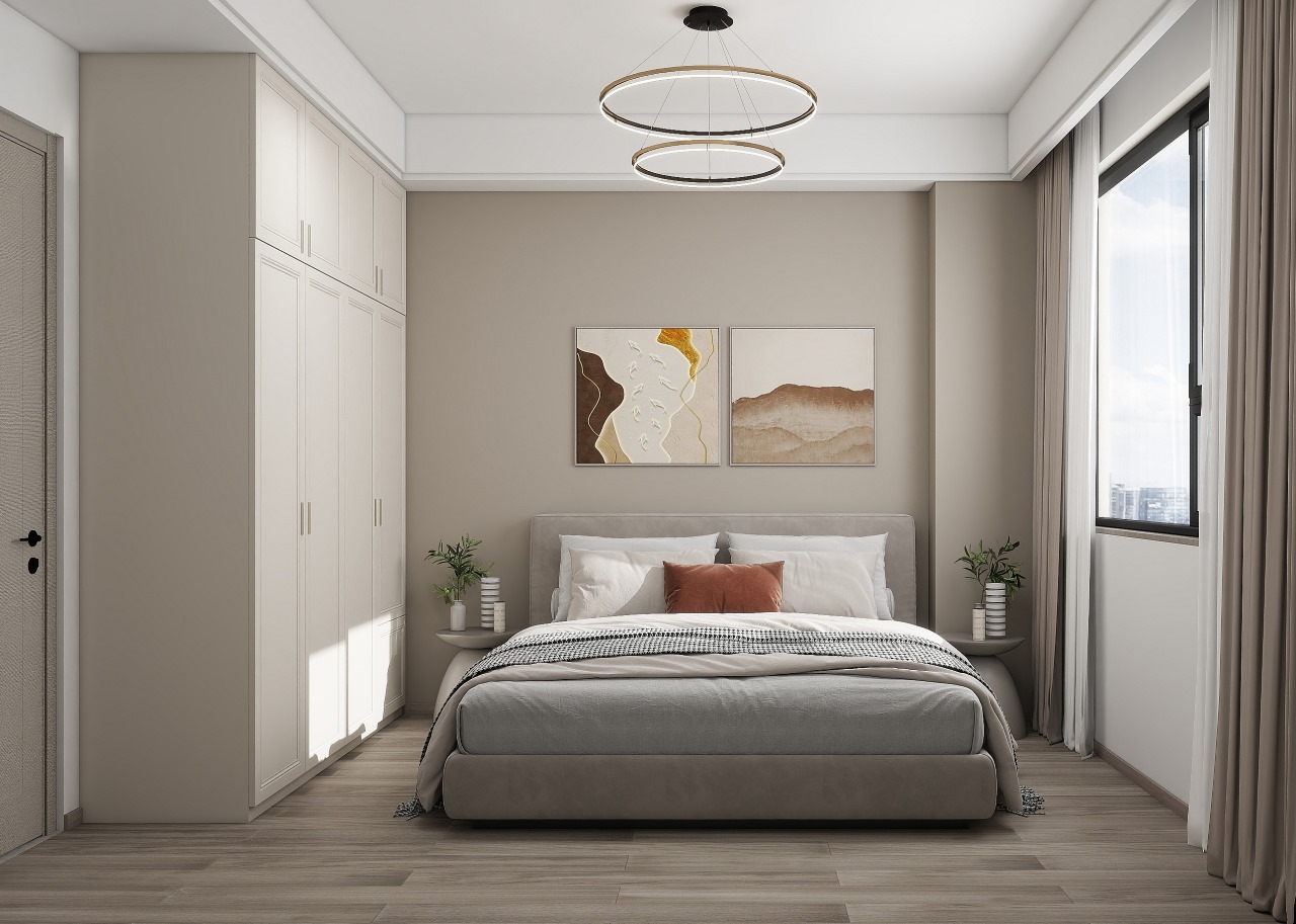 Lenana Springs Garden Kilimani bedroom with fitted wardrobes and large window