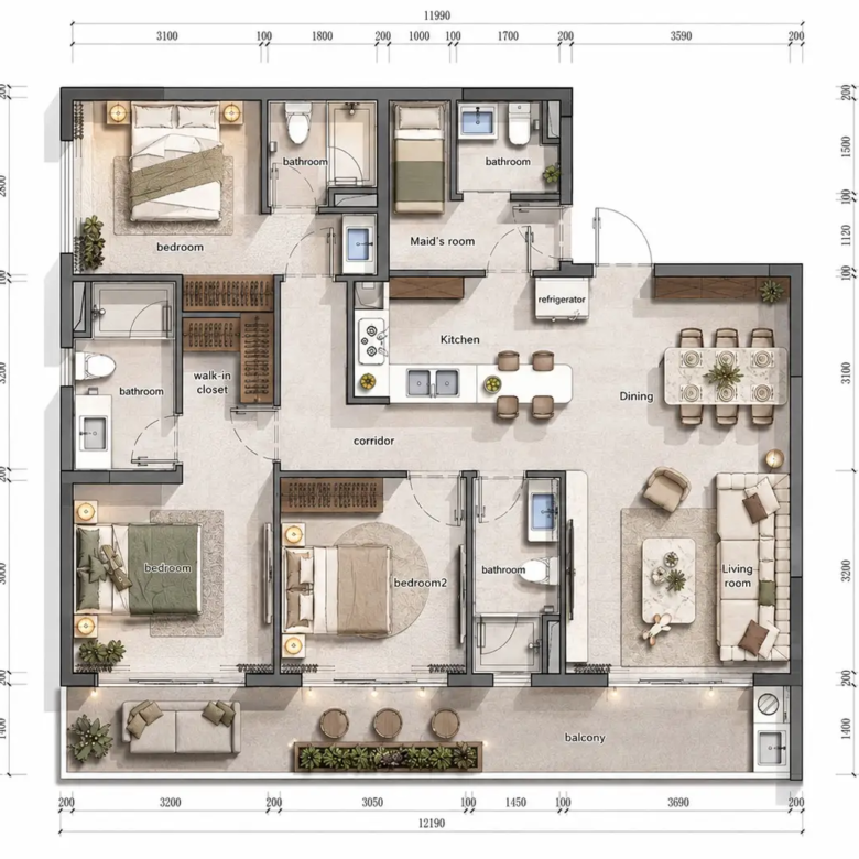 152 sqm three bedroom plus DSQ floor plan at Limerence Arbor Residency