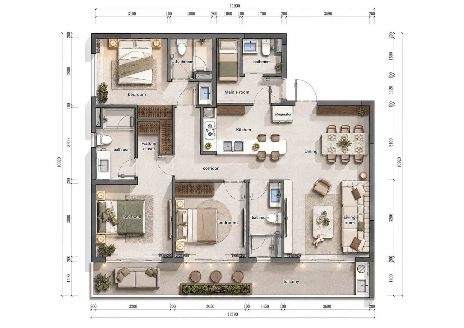 152 sqm three bedroom plus DSQ floor plan at Limerence Arbor Residency