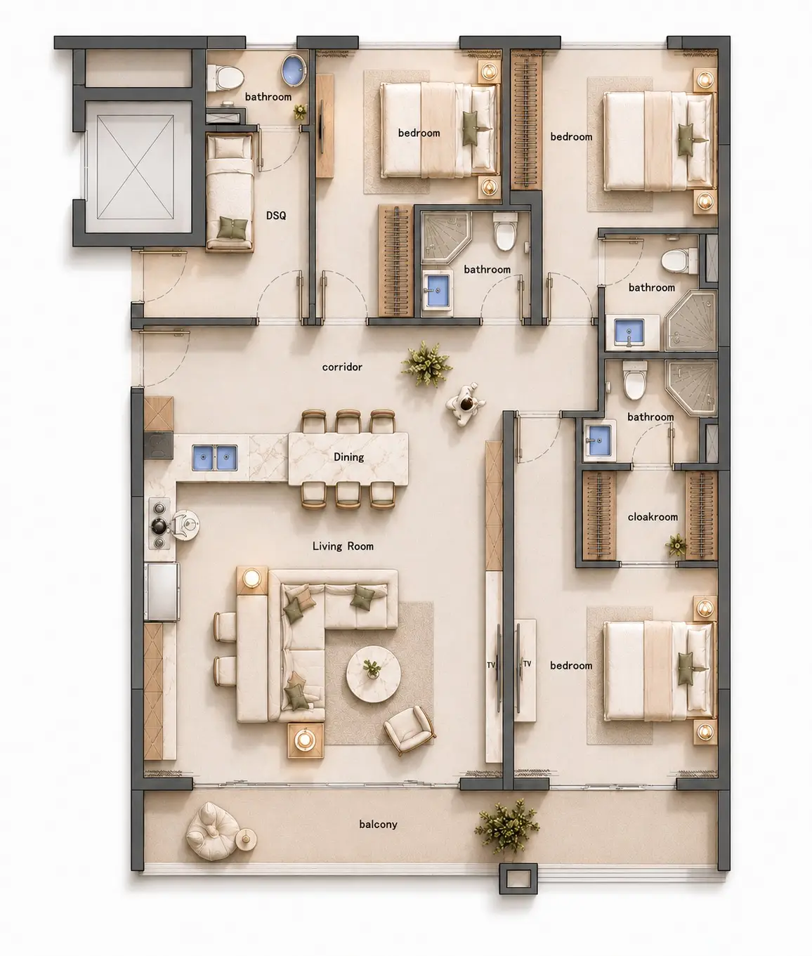 175 sqm three bedroom plus DSQ floor plan at Limerence Arbor Residency