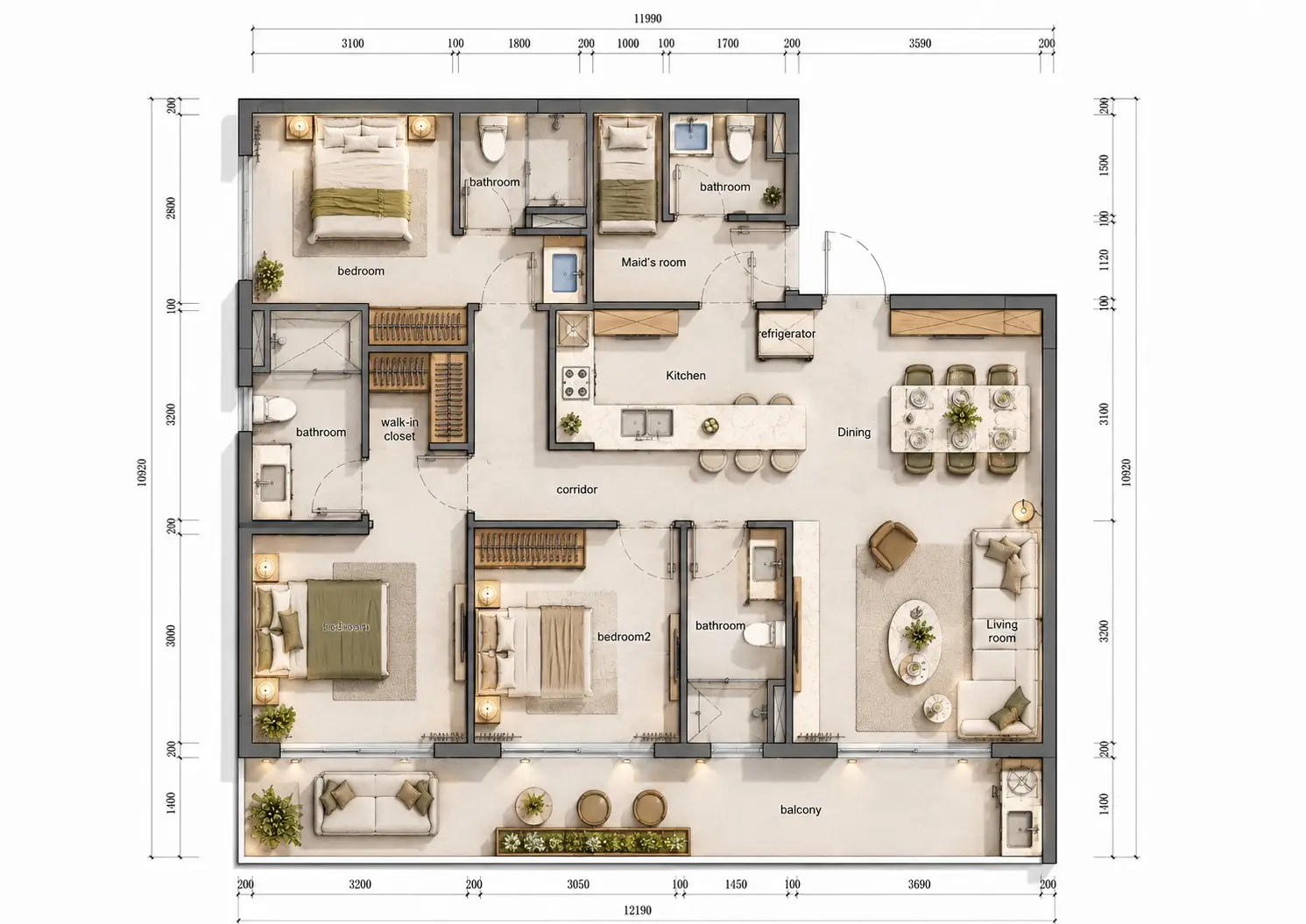 Three bedroom plus DSQ layout at Limerence Arbor Residency Kilimani
