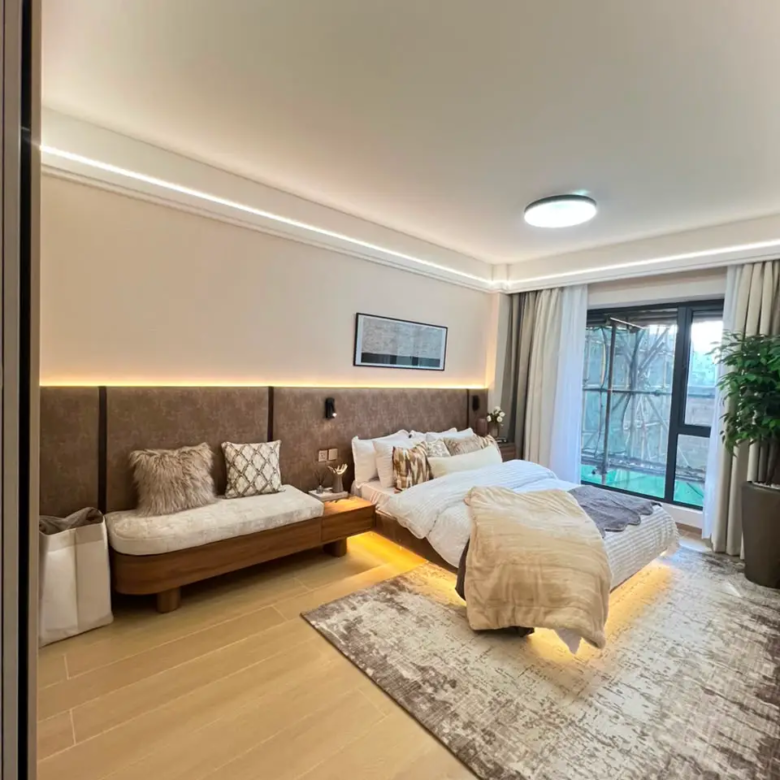Spacious furnished bedroom at Marble West Apartments Westlands