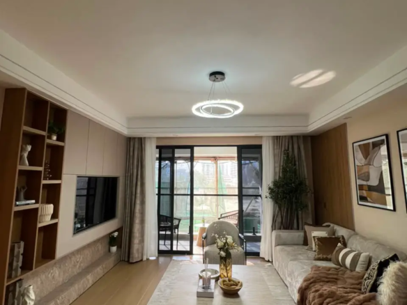 Furnished living room with balcony at Marble West Apartments Westlands