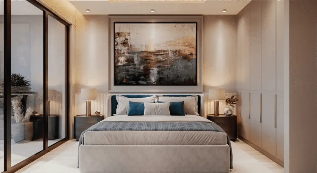 Contemporary bedroom interior at Melody Towers Apartments in Kilimani