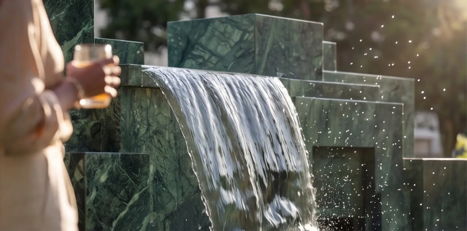 Green stone water feature at Seasons Riverside Nairobi