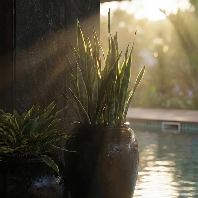 Seasons Riverside poolside landscaping and plants