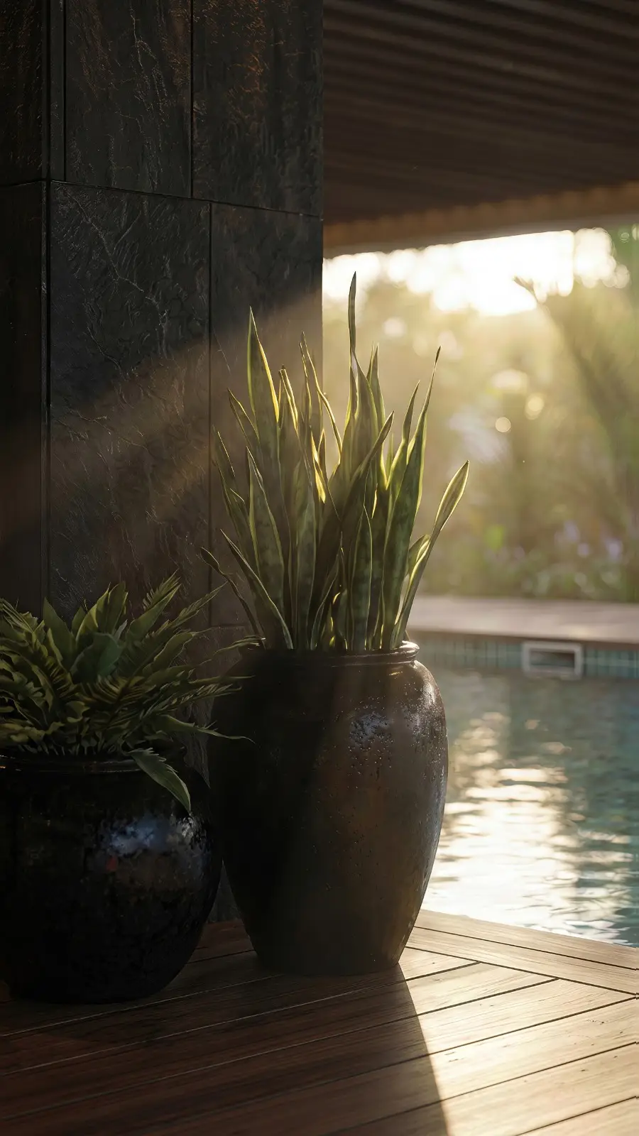 Seasons Riverside poolside landscaping and plants