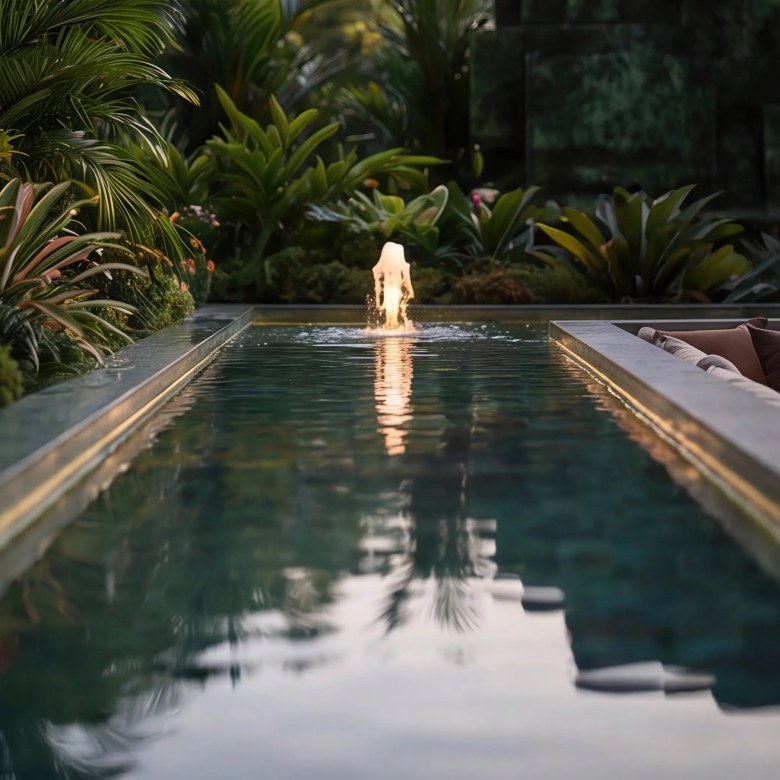 Seasons Riverside landscaped water feature and garden