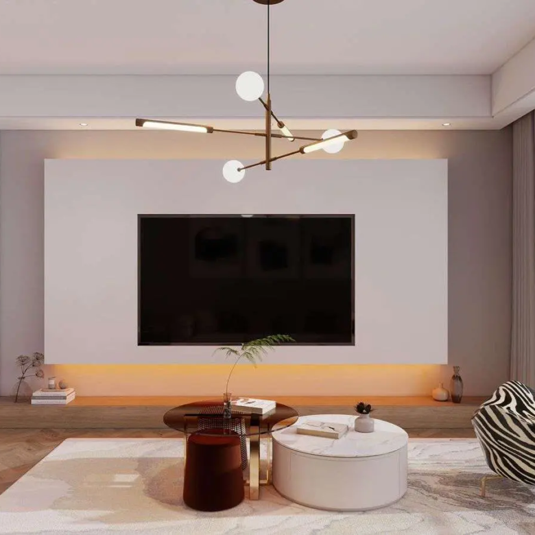 Contemporary apartment lounge with balcony doors at Ubora Living