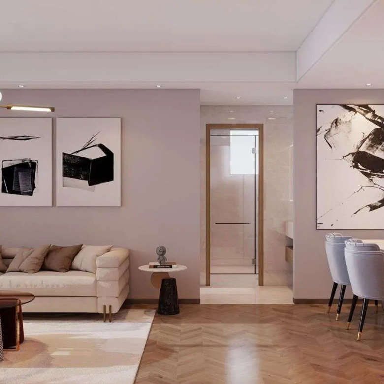 Open-plan living and dining room at Ubora Living apartments